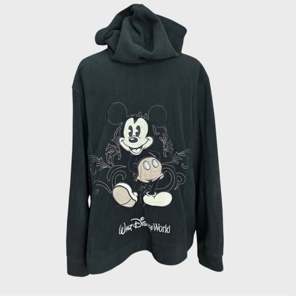 Walt Disney World Disneyland Black Fleece Hoodie 2X Embroidered Mickey‎ Mouse